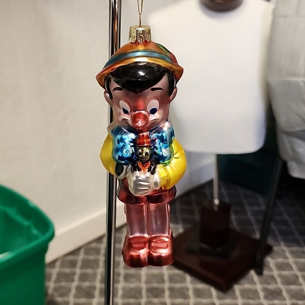 Vintage Walt Disney Blown Glass Christmas Ornament - Pinocchio